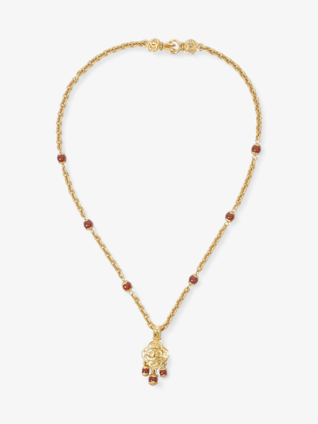 Chanel CC Pendant Chain Gold / Burgundy Base Metal