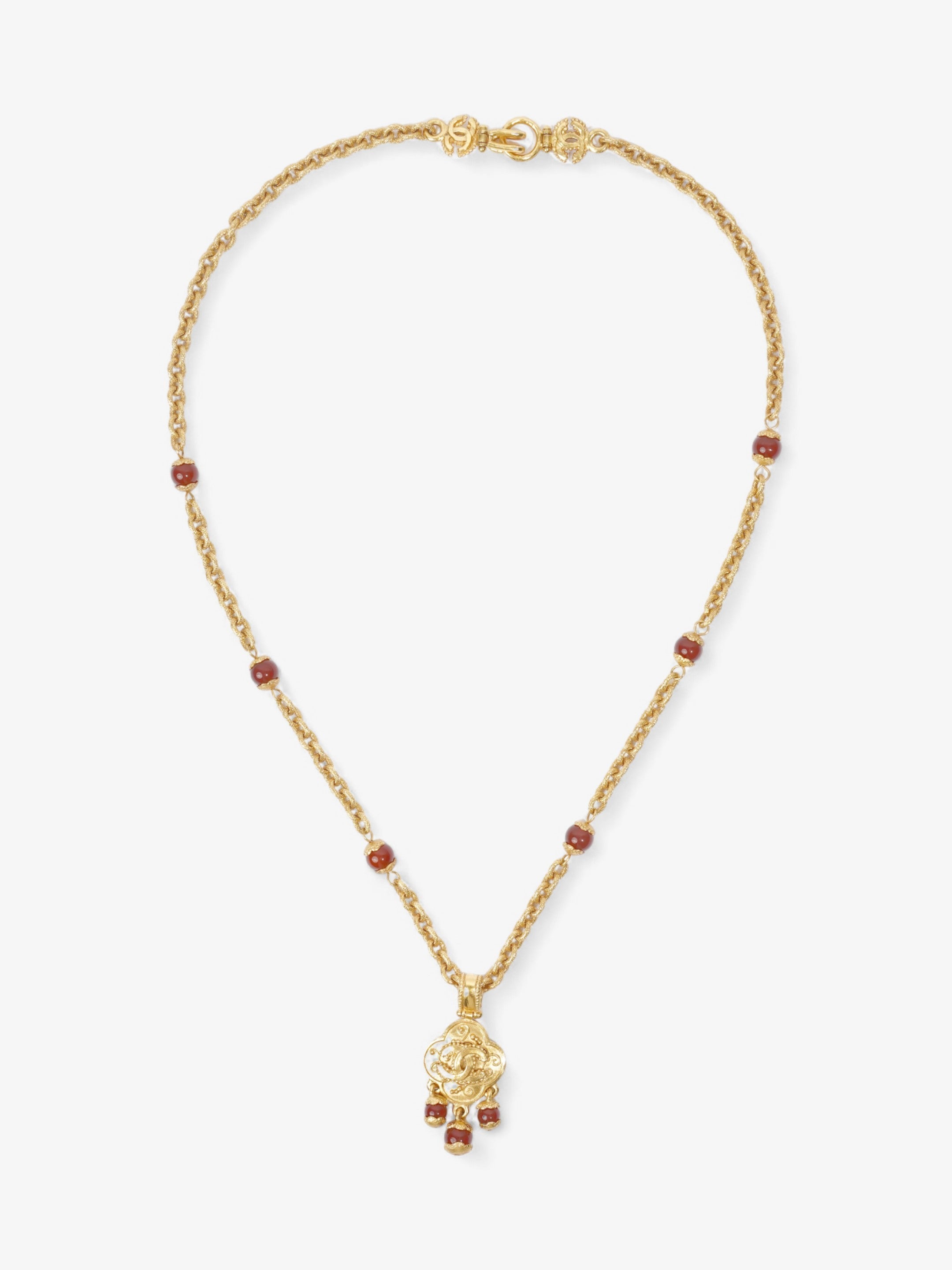 Chanel CC Pendant Chain Gold / Burgundy Base Metal