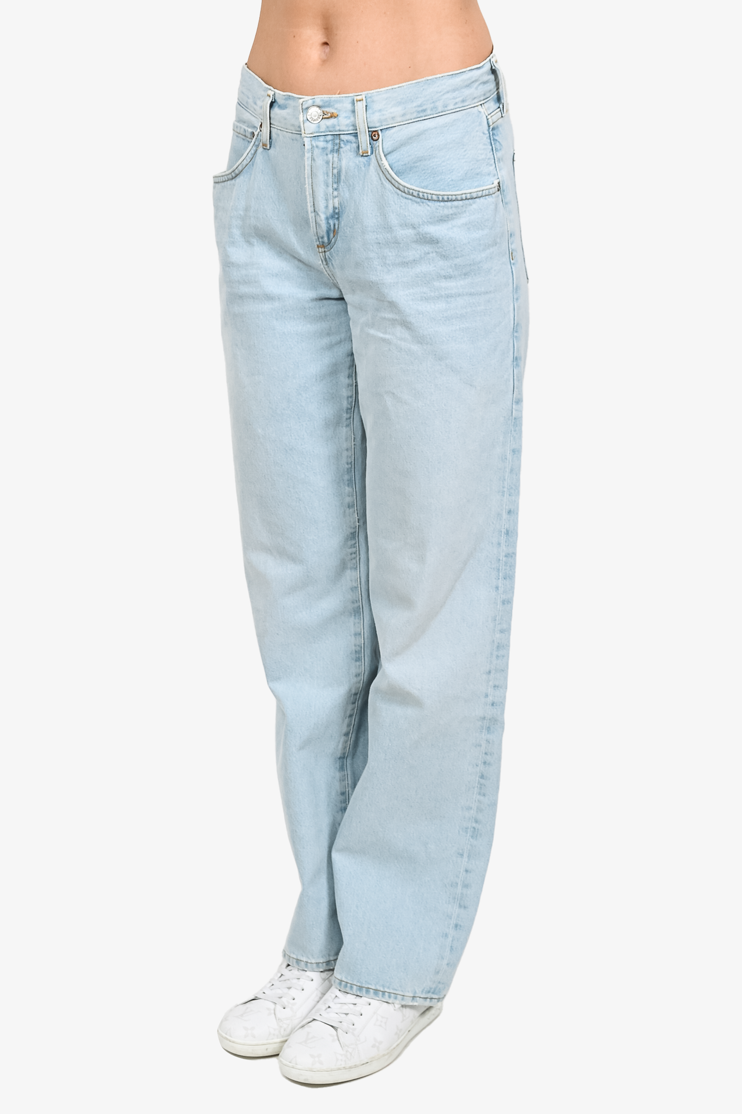 Agolde Light Wash Denim Wide Leg 'Fusion' Jeans Size 25