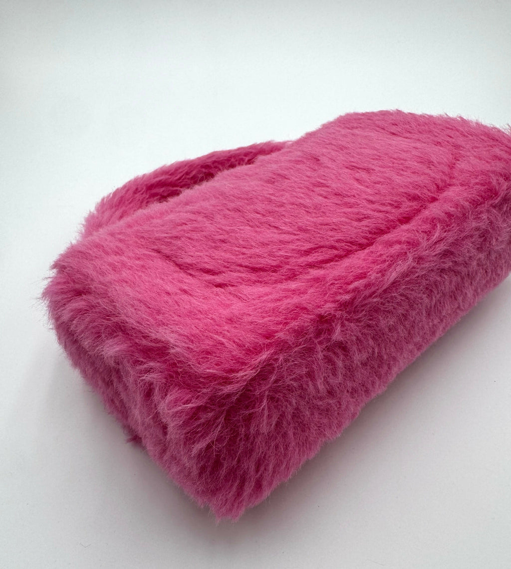 Chanel 1994 Vintage Faux Fur Kelly Top Handle in Barbie Pink