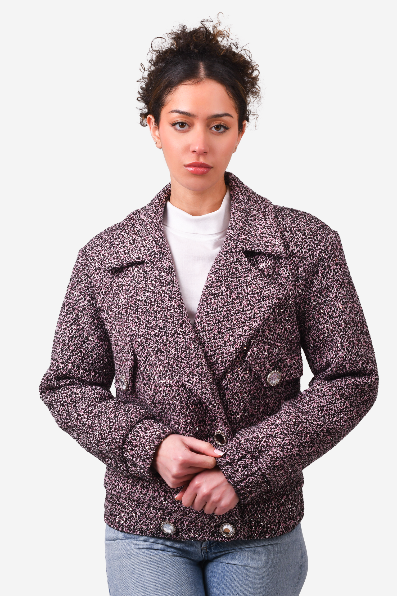Alessandra Rich Purple Tweed Evening Jacket Estimated Size S