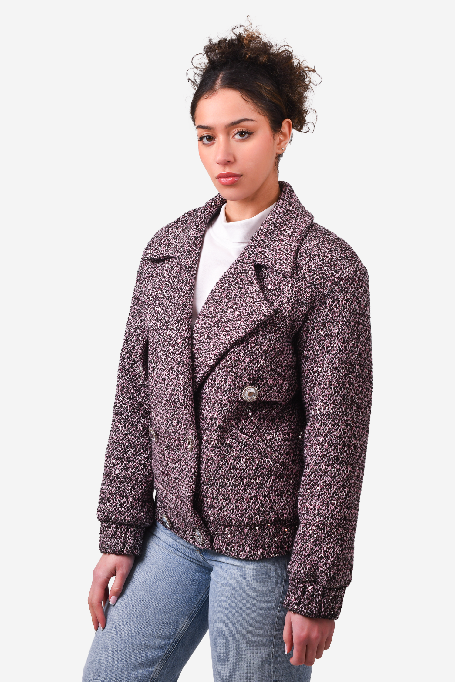 Alessandra Rich Purple Tweed Evening Jacket Estimated Size S