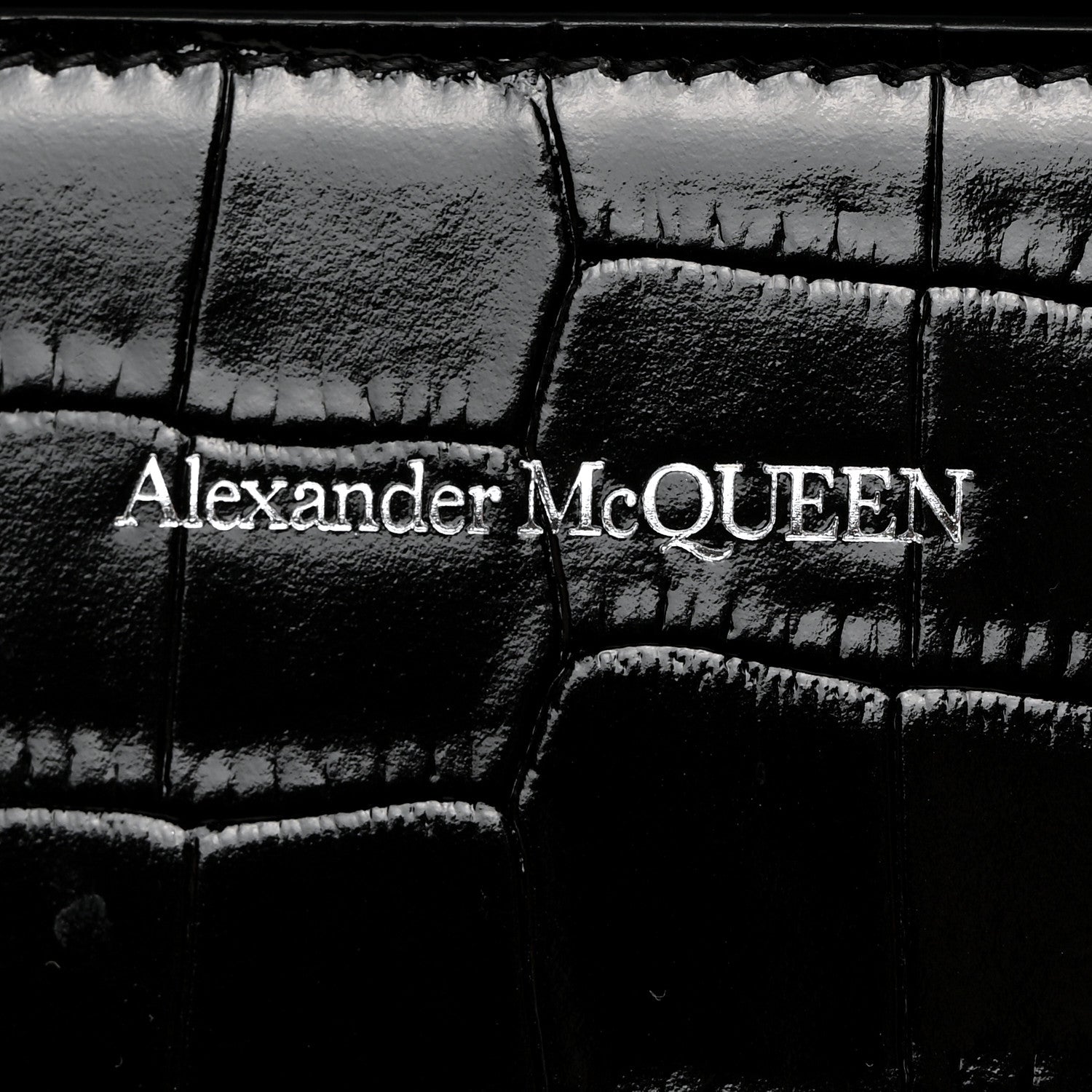 ALEXANDER MCQUEEN CROC EMBOSSED CALFSKIN JEWELLED SATCHEL