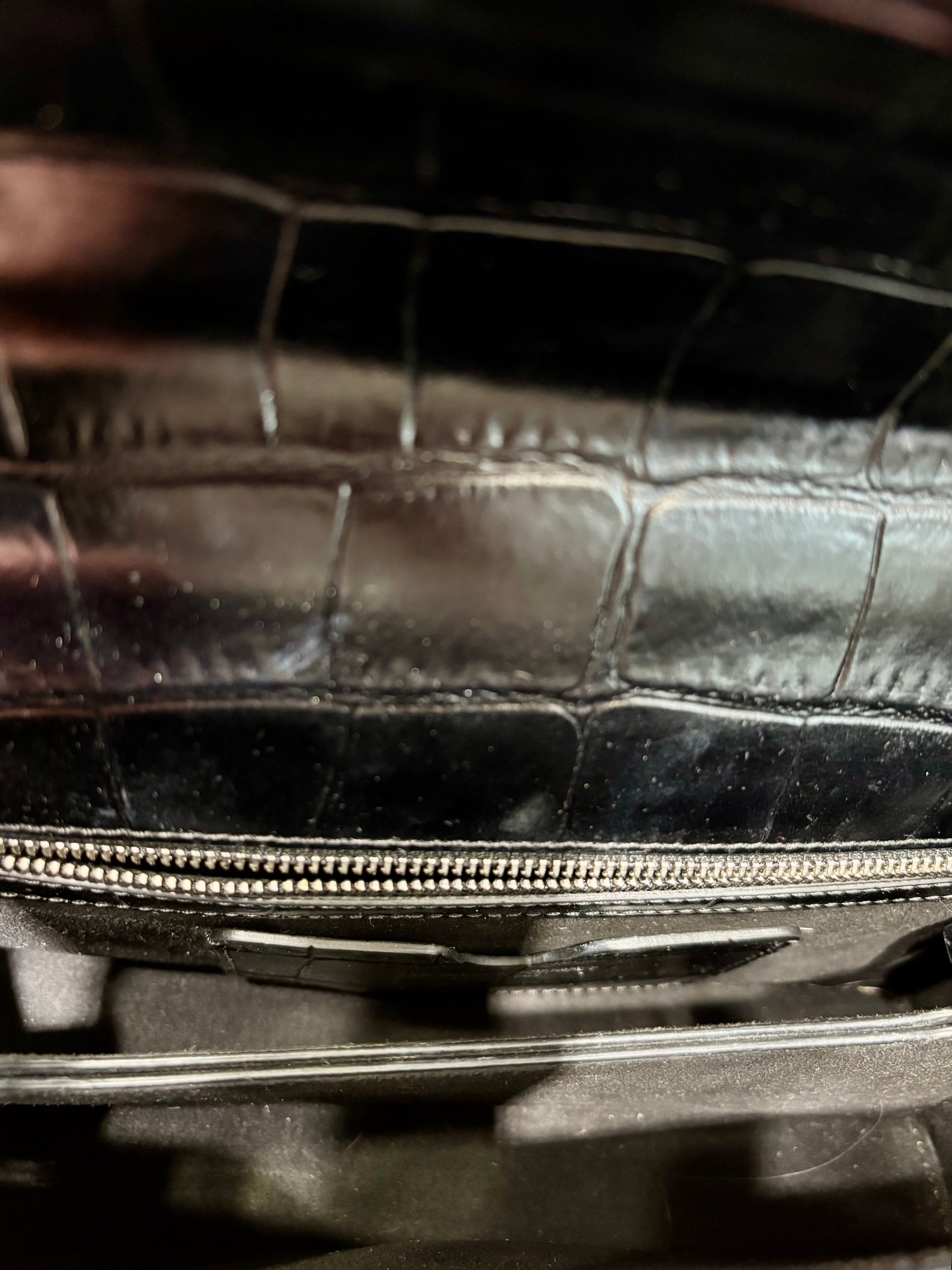 ALEXANDER MCQUEEN CROC EMBOSSED CALFSKIN JEWELLED SATCHEL