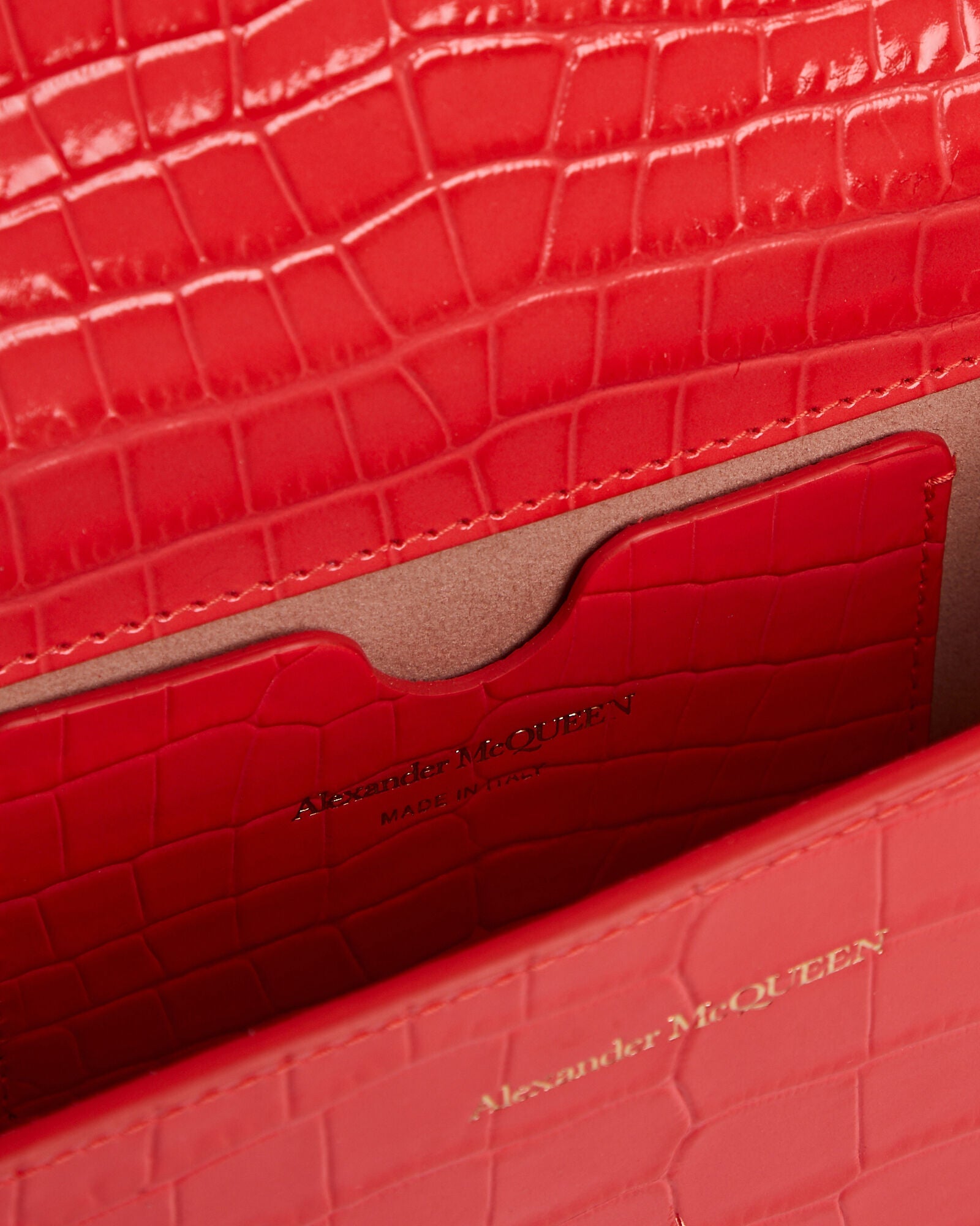 ALEXANDER MCQUEEN SMALL CROC EMBOSSED JEWELLED SATCHEL