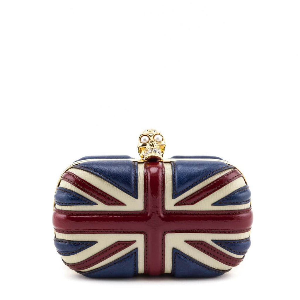 Alexander McQueen Calfskin Britannia Skull Box Clutch