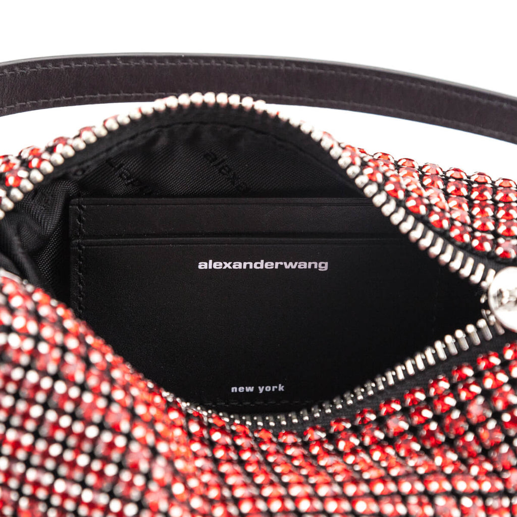 Alexander Wang Red Mesh Crystal Rhinestone Mini Heiress Pouch