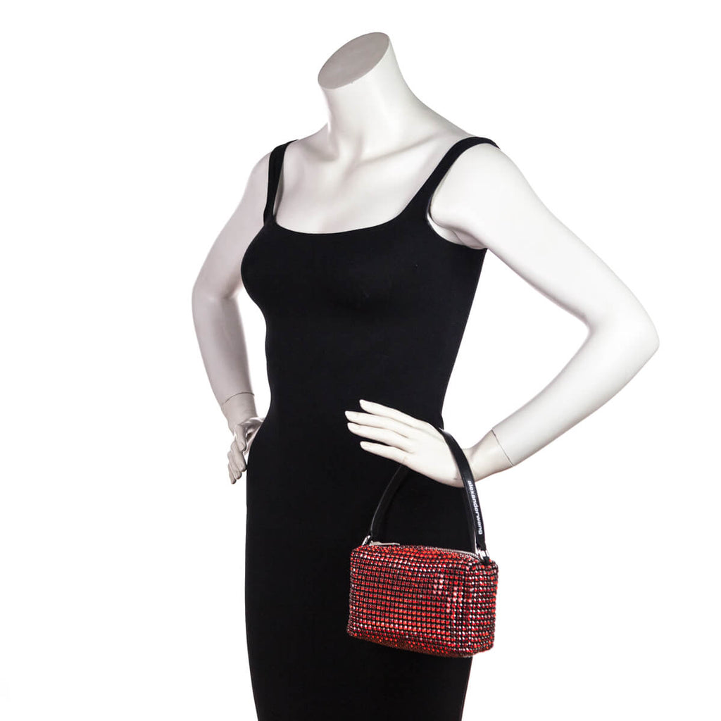 Alexander Wang Red Mesh Crystal Rhinestone Mini Heiress Pouch