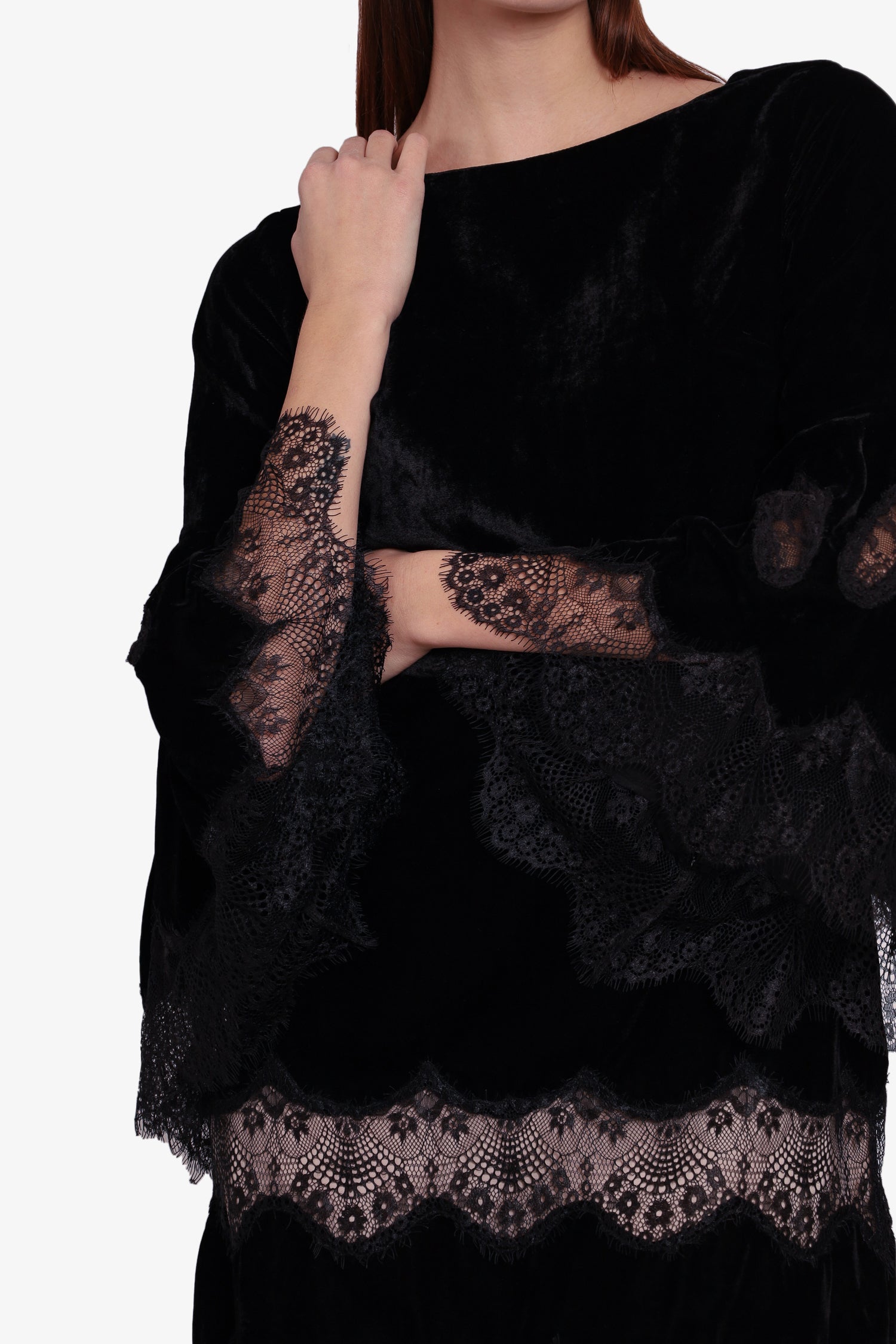 Alice + Olivia Black Velvet Lace Mini Dress Size S