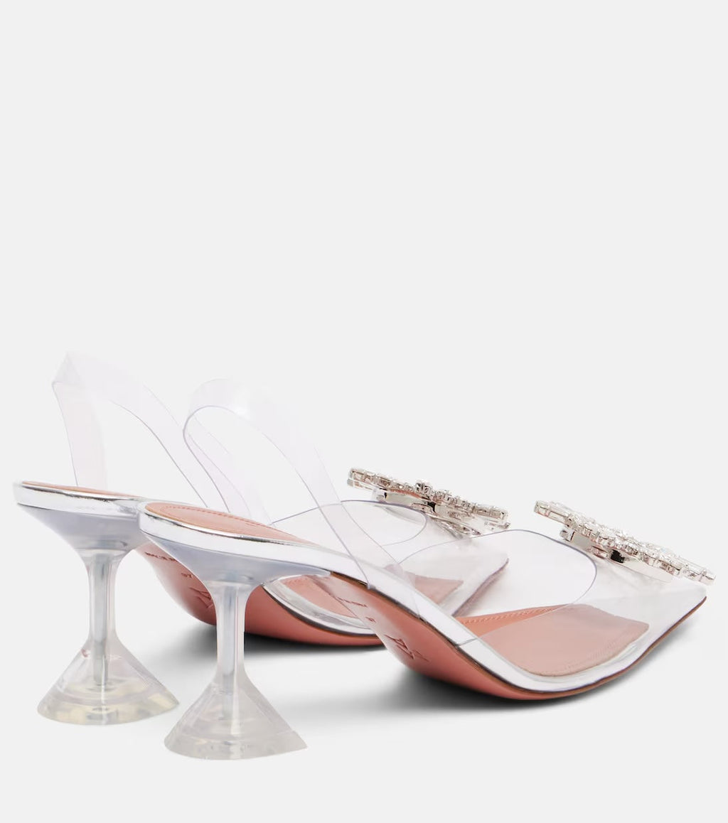 AMINA MUADDI BEGUM EMBELLISHED PVC SLINGBACK PUMPS