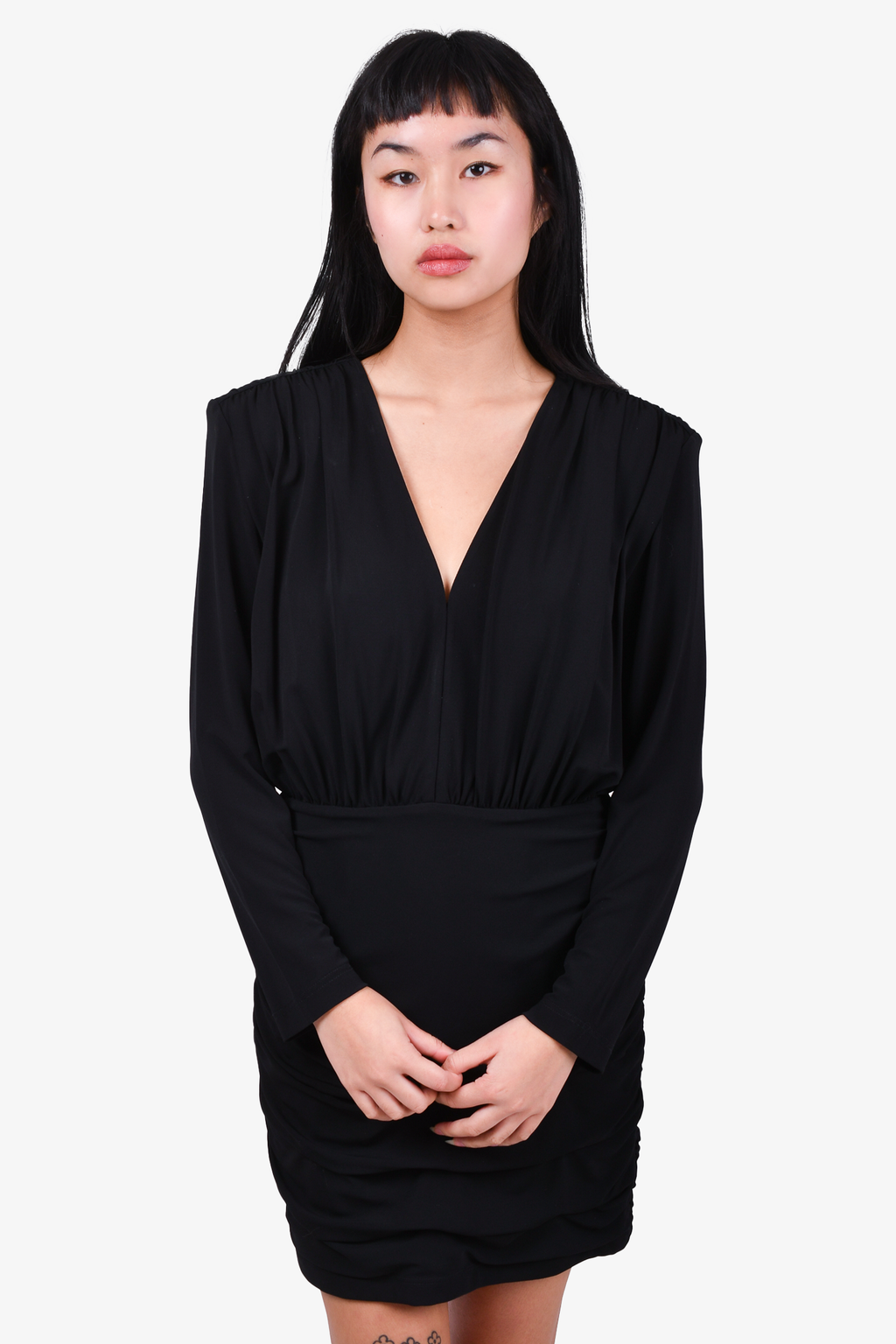 Anine Bing Black Plunge Neckline Mini Dress Size S