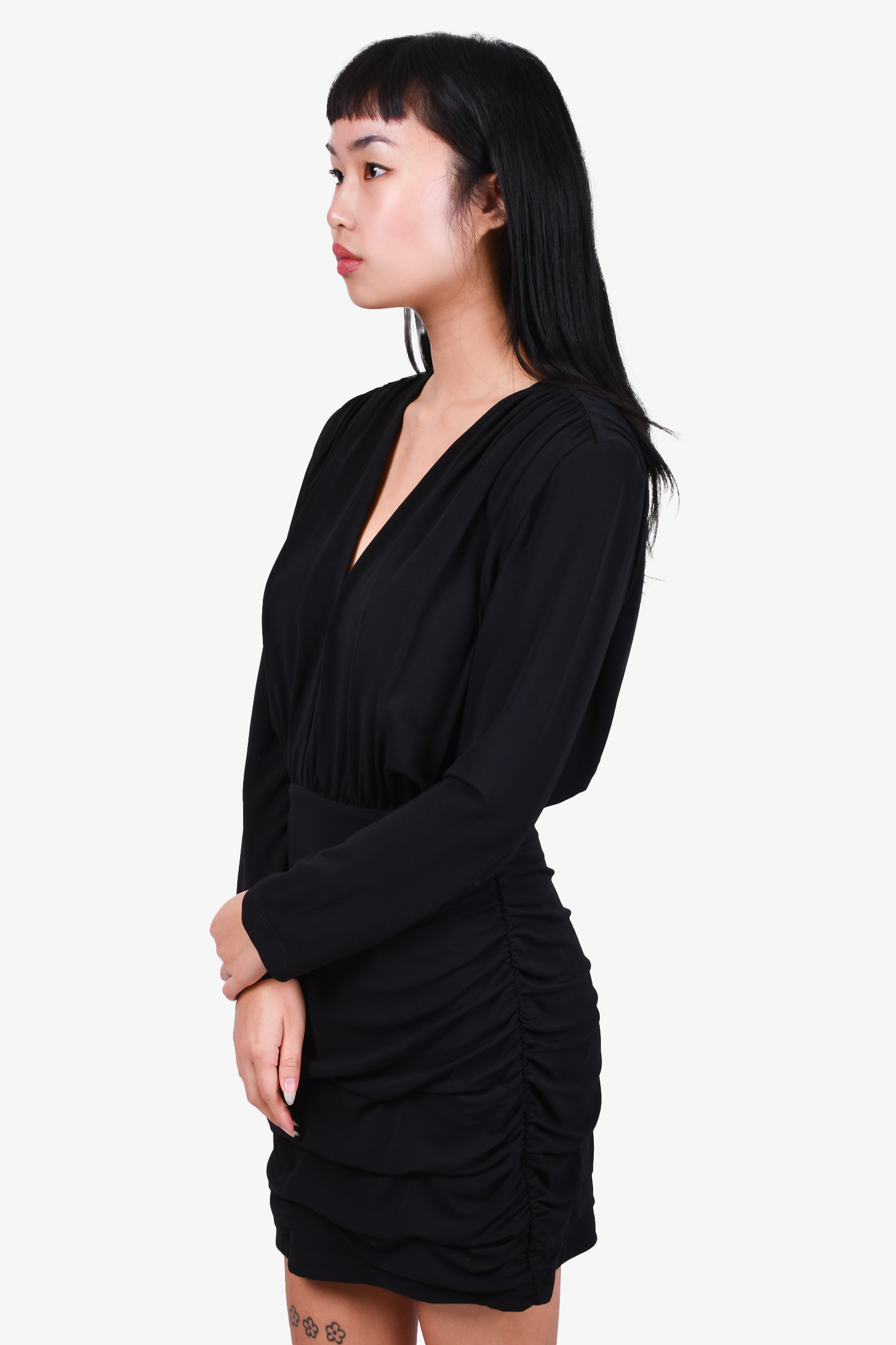 Anine Bing Black Plunge Neckline Mini Dress Size S