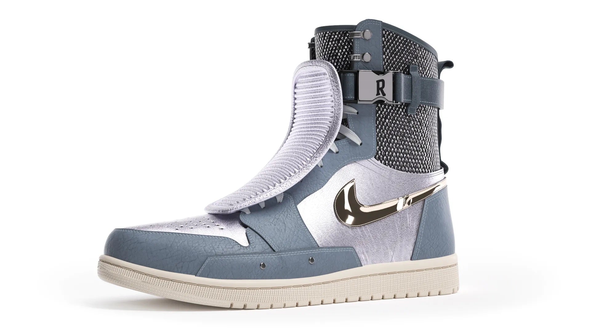 THE SHOE SURGEON X ANTHONY DAVIS X RUFFLES X JORDAN 1 ARMORED RIDGETOP SNEAKERS