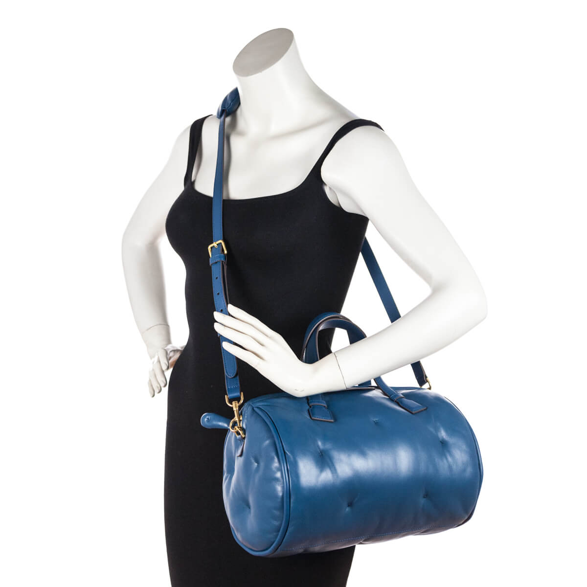 Anya Hindmarch Blue Leather Chubby Barrel Crossbody