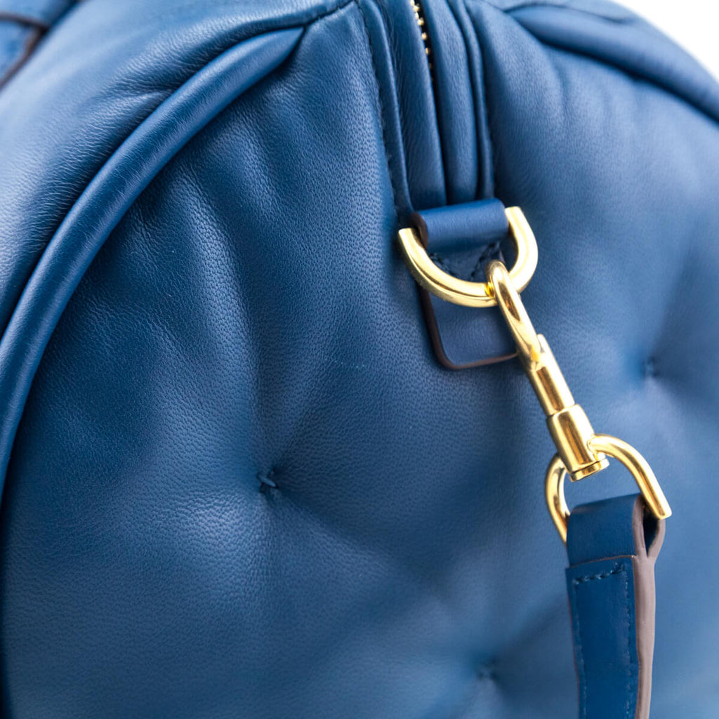 Anya Hindmarch Blue Leather Chubby Barrel Crossbody