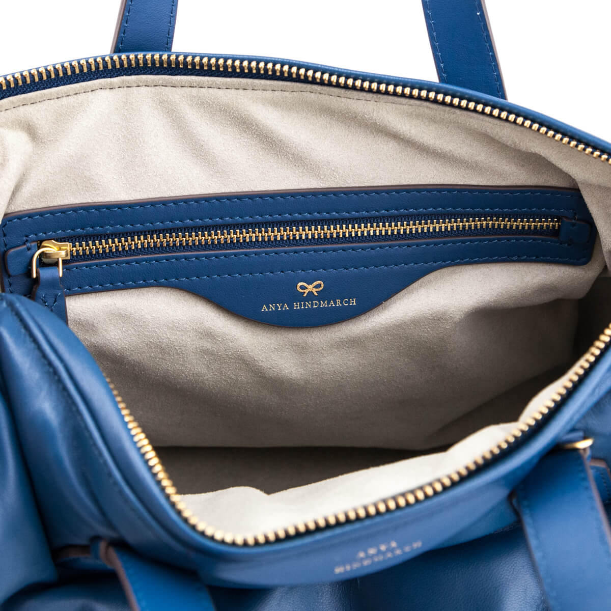 Anya Hindmarch Blue Leather Chubby Barrel Crossbody
