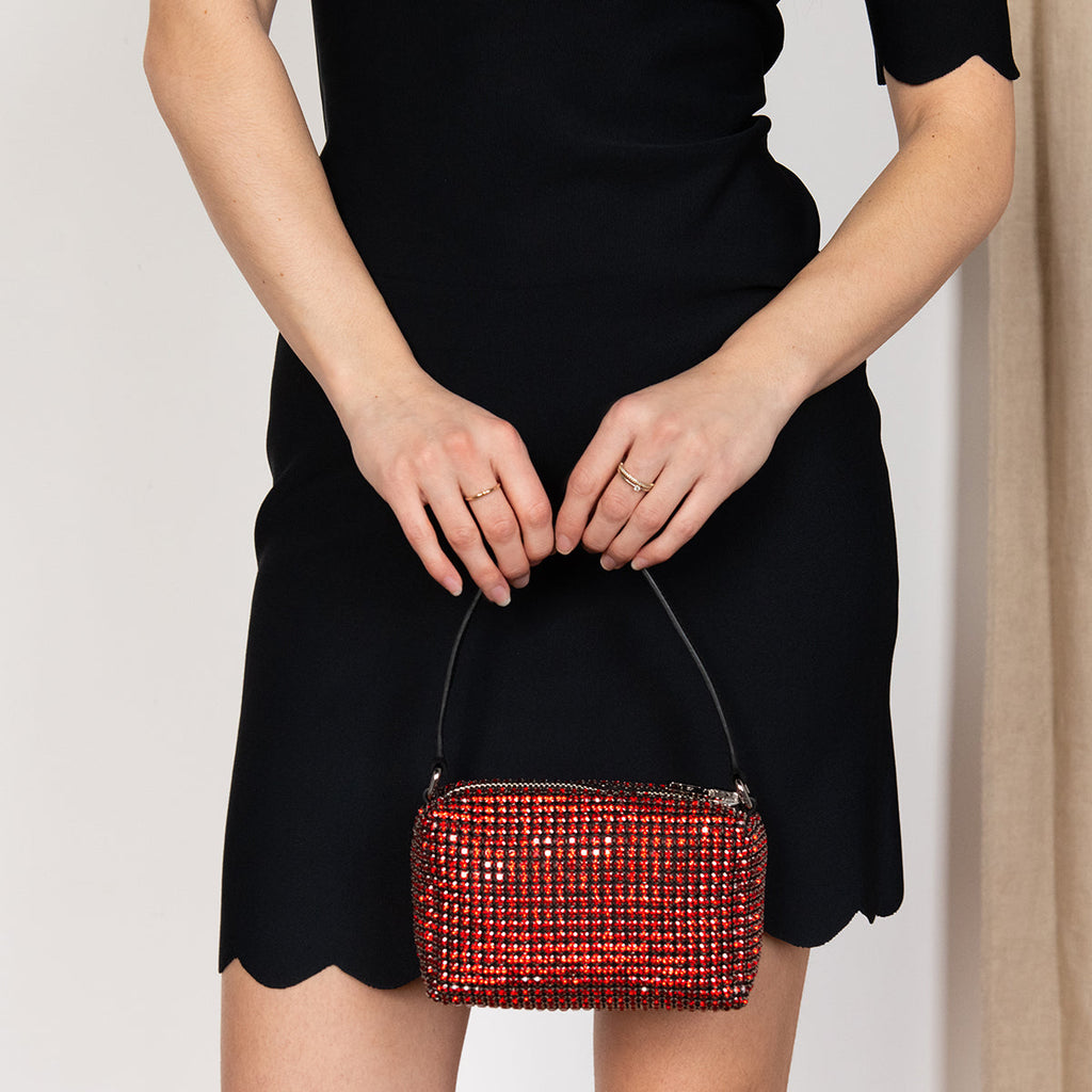 Alexander Wang Red Mesh Crystal Rhinestone Mini Heiress Pouch