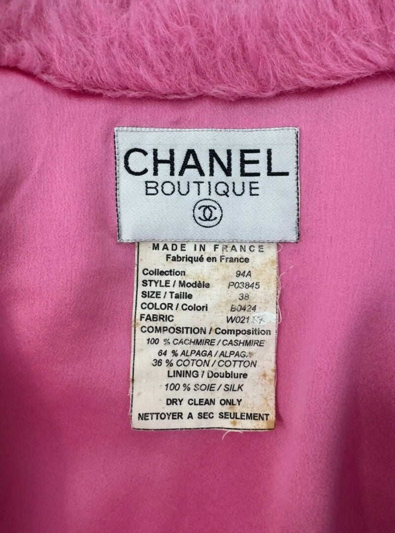 Chanel Vintage 1994 Faux Alpaca Vest- Rare Pink & Purple