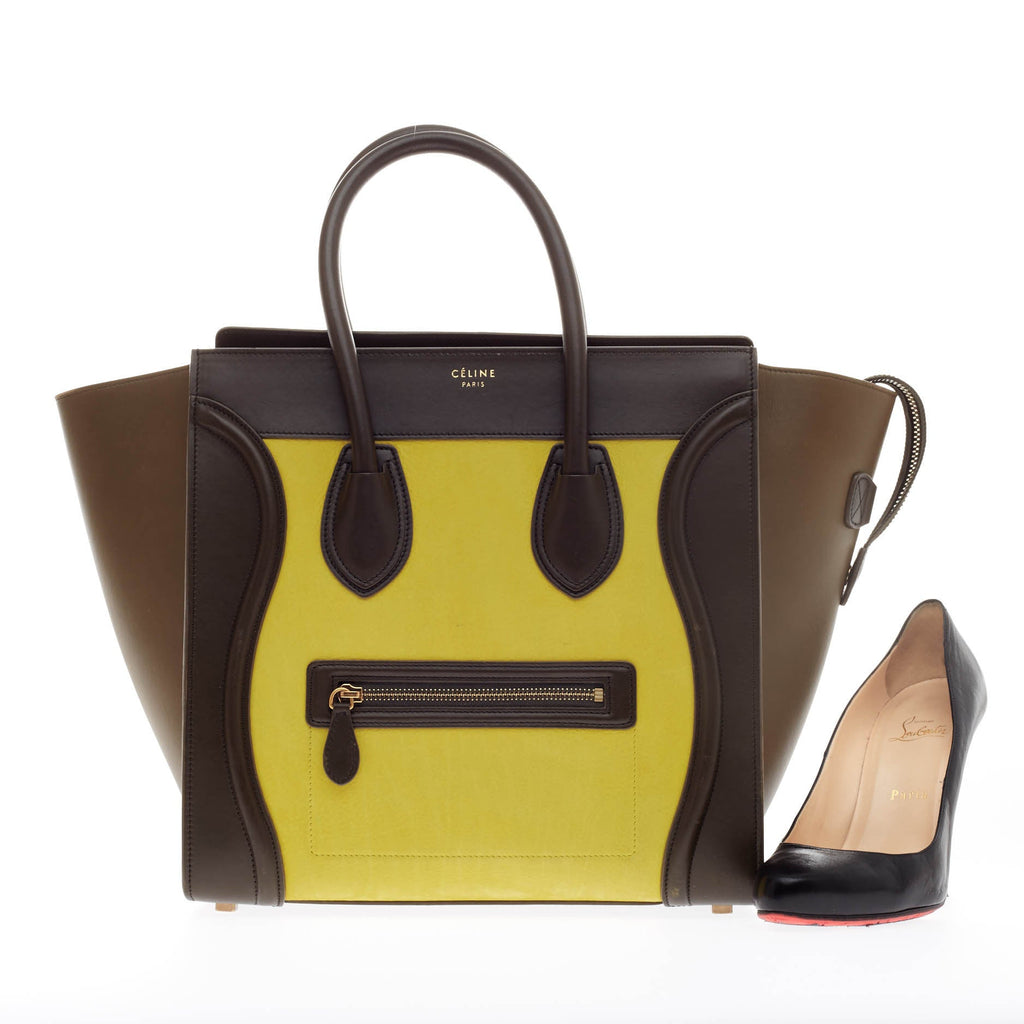 Tricolor Luggage Handbag Leather Mini