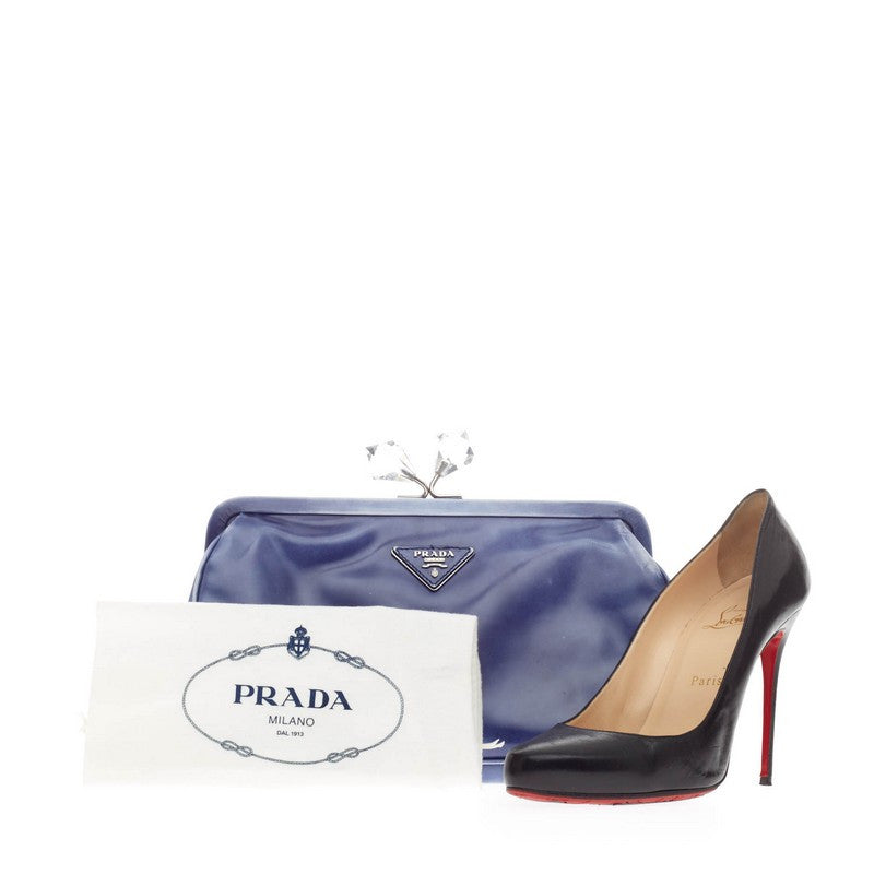 Kisslock Crystal Clutch Leather