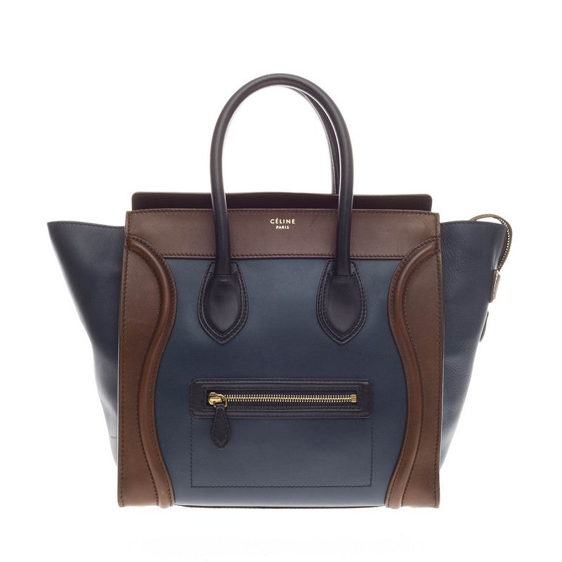 Tricolor Luggage Handbag Leather Mini
