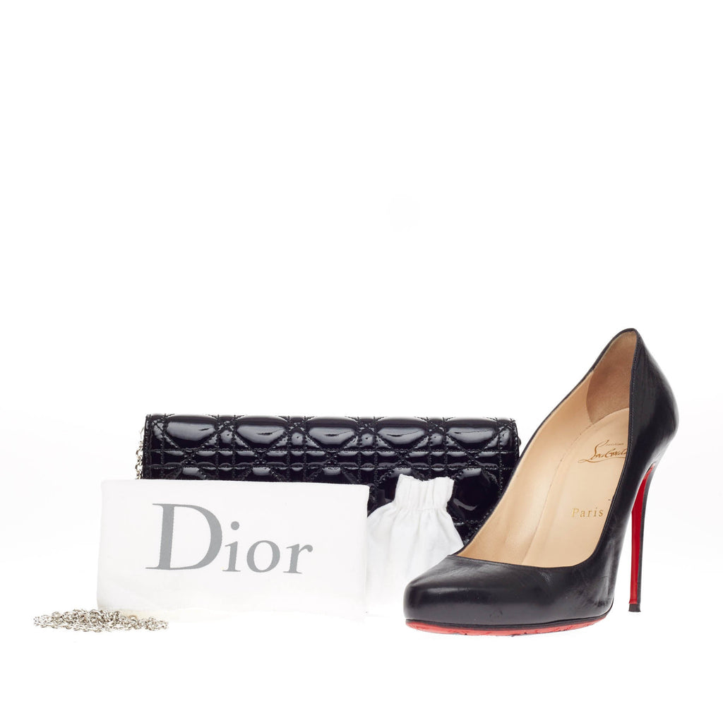 Lady Dior Evening Chain Clutch Cannage Quilt Patent