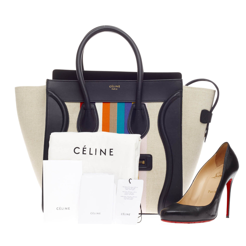 Luggage Handbag Canvas and Leather Mini