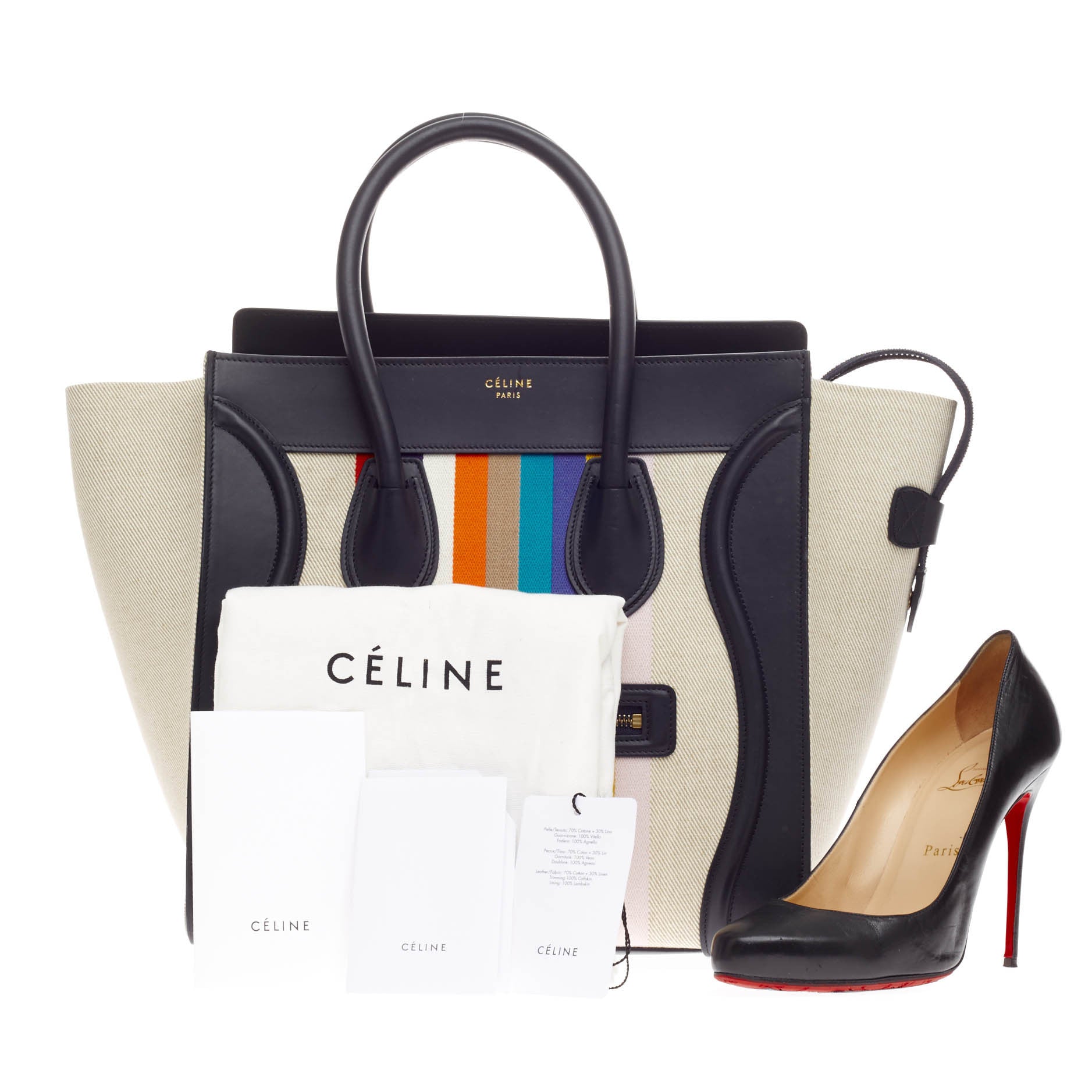 Luggage Handbag Canvas and Leather Mini