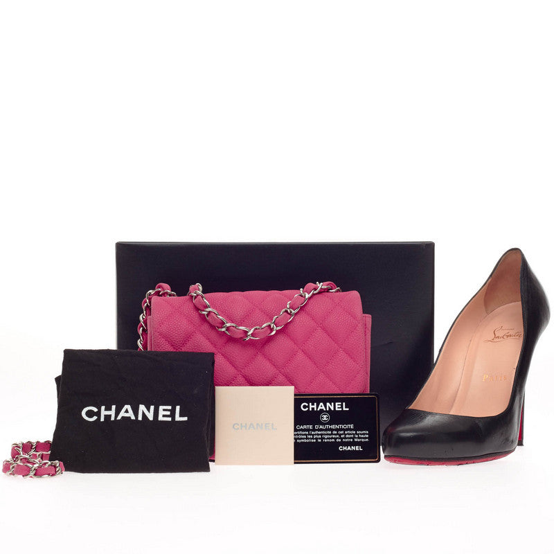 Square Classic Single Flap Bag Matte Caviar Mini
