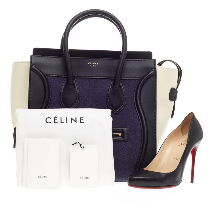 Tricolor Luggage Handbag Leather Mini