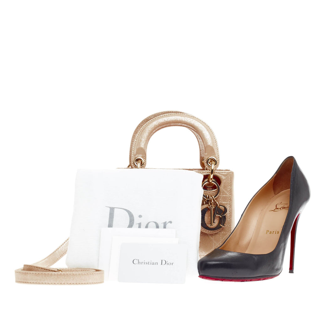 Lady Dior Handbag Stitched Cannage Leather Mini