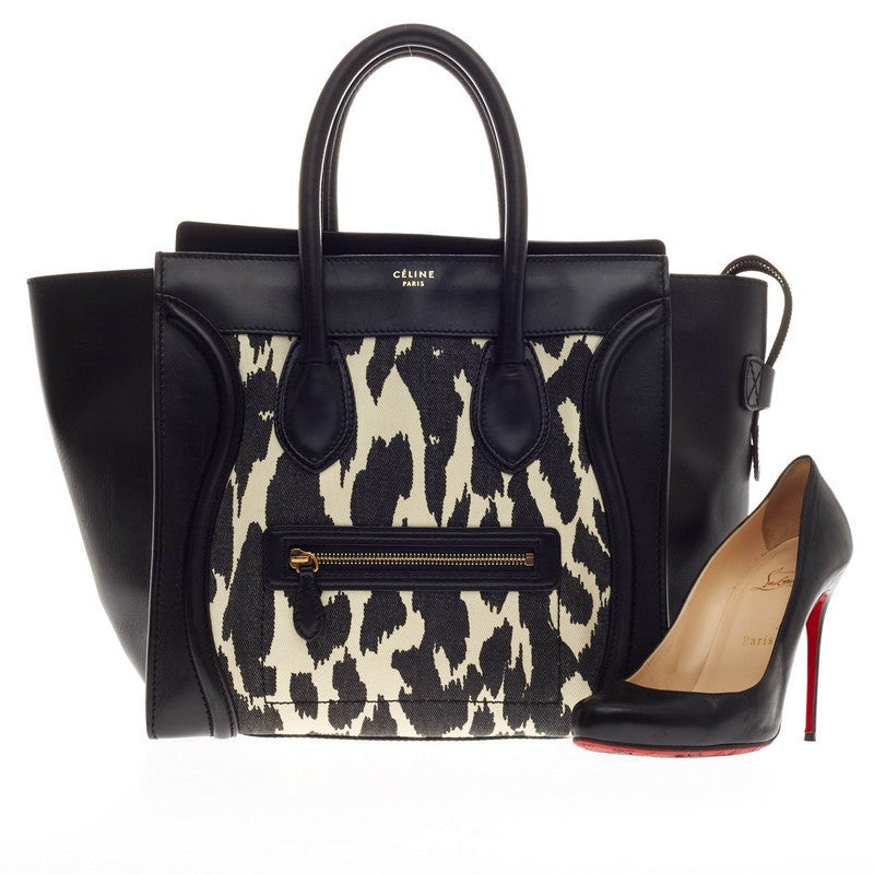 Luggage Handbag Canvas and Leather Mini