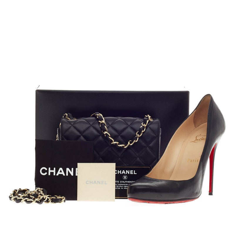 Square Classic Single Flap Bag Lambskin Mini