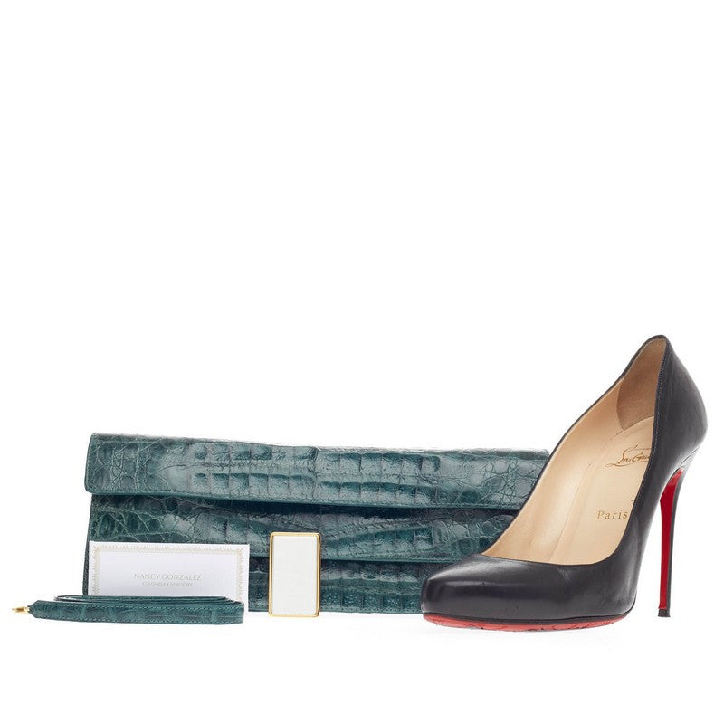 Convertible Double Flap Clutch Crocodile Long