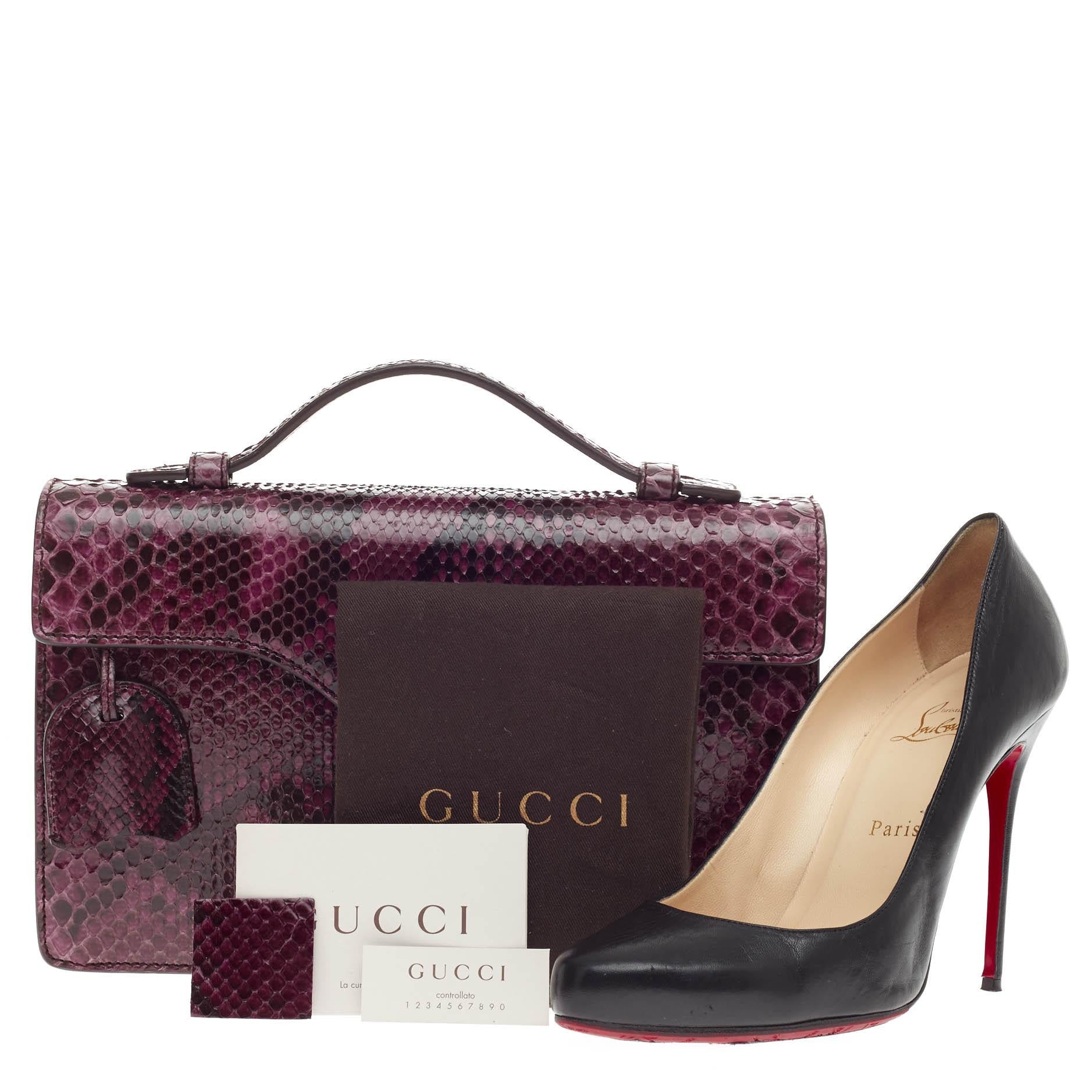 Lady Lock Briefcase Clutch Python