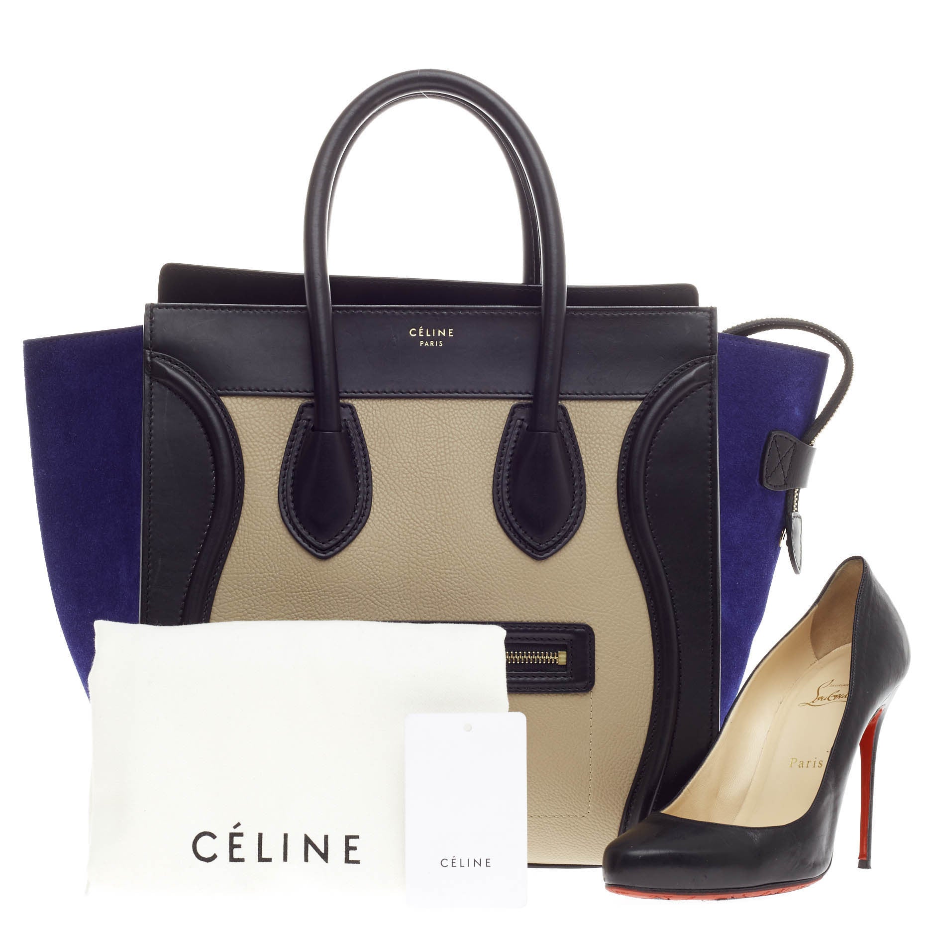 Tricolor Luggage Handbag Leather Mini