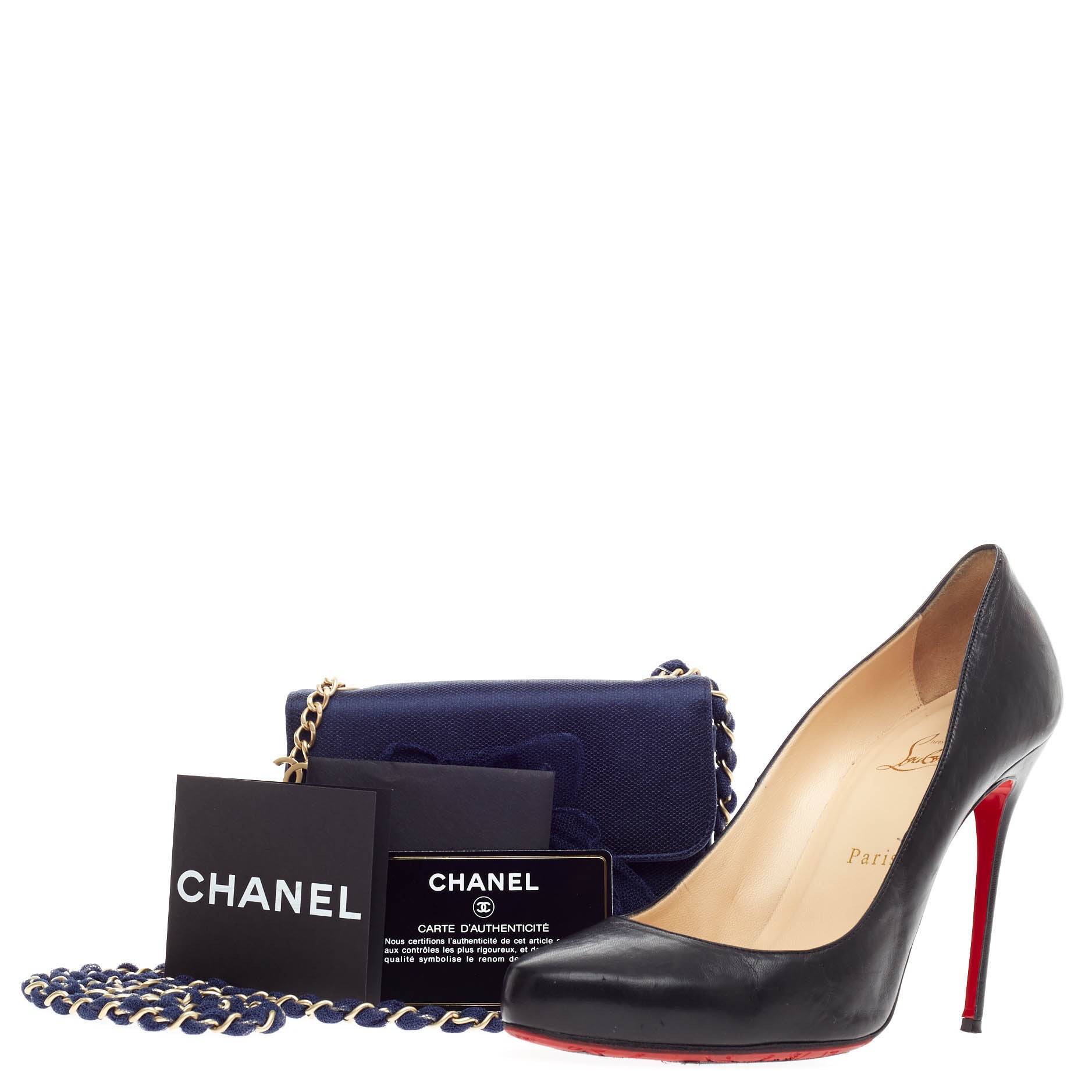 Rosette Flap Bag Satin and Mesh Mini