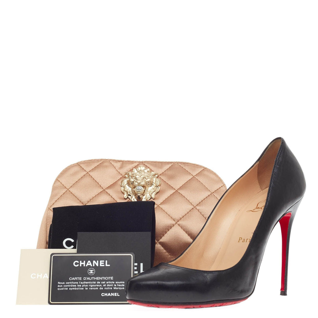 Leo Lion Clutch Quilted Satin Small