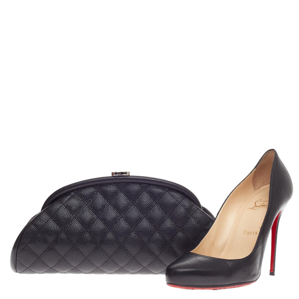 Timeless Clutch Quilted Caviar