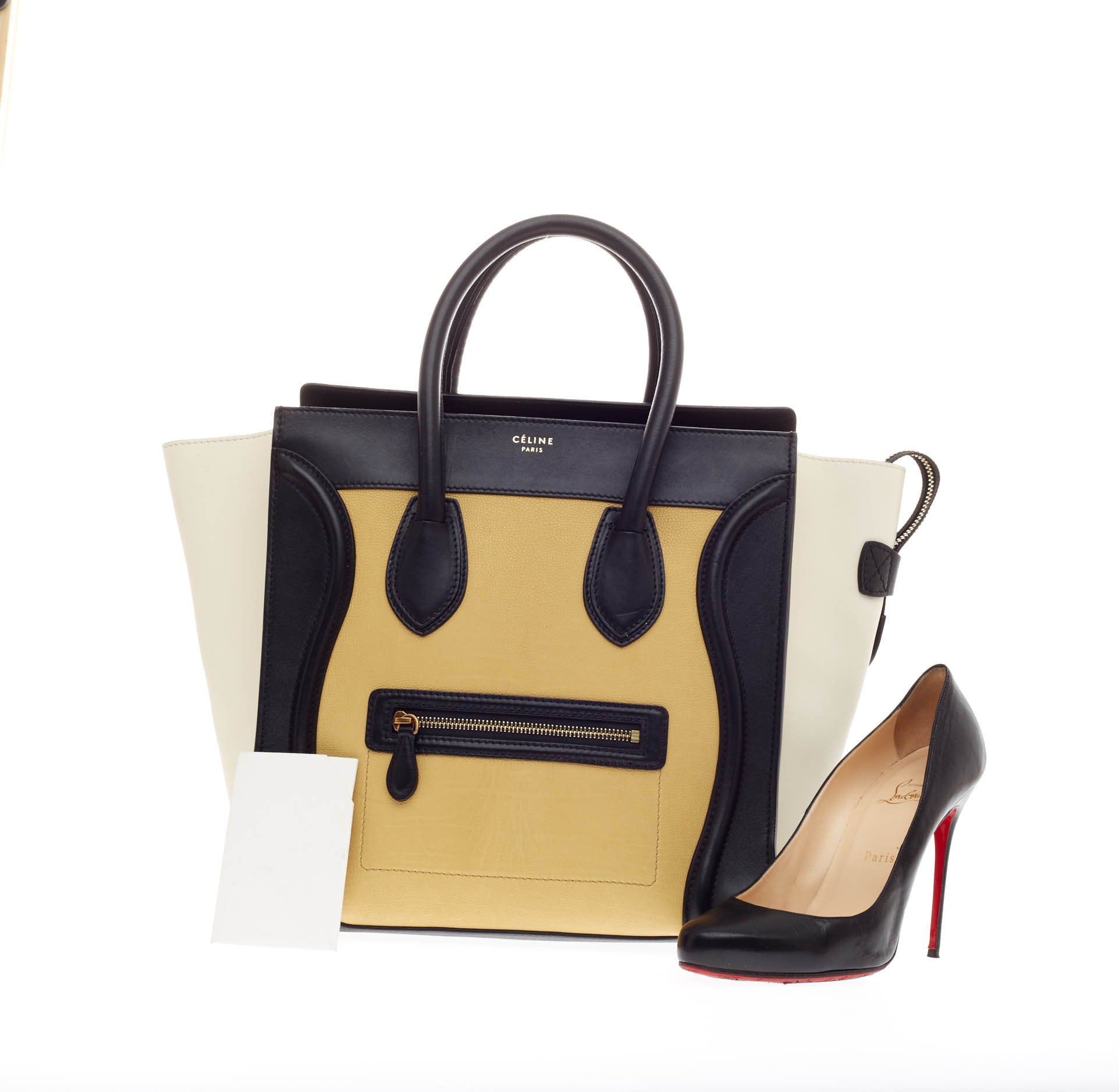 Tricolor Luggage Handbag Leather Mini