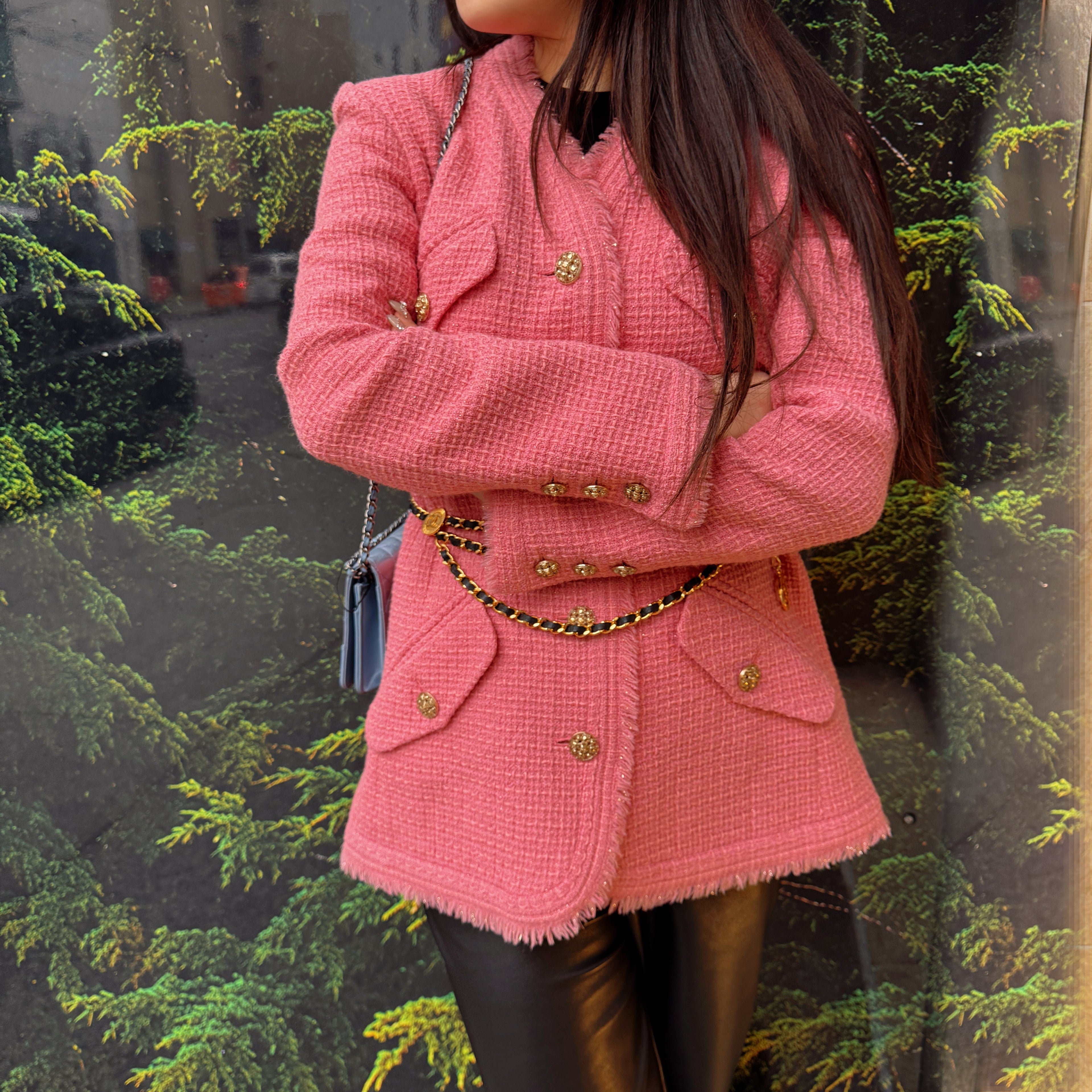 Chanel Pink Tweed Jacket 20 FW
