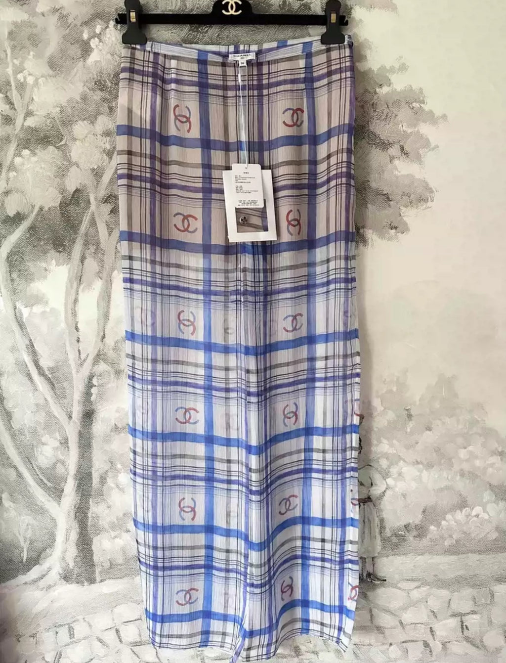Chanel 23P White & Blue Printed Silk Dress