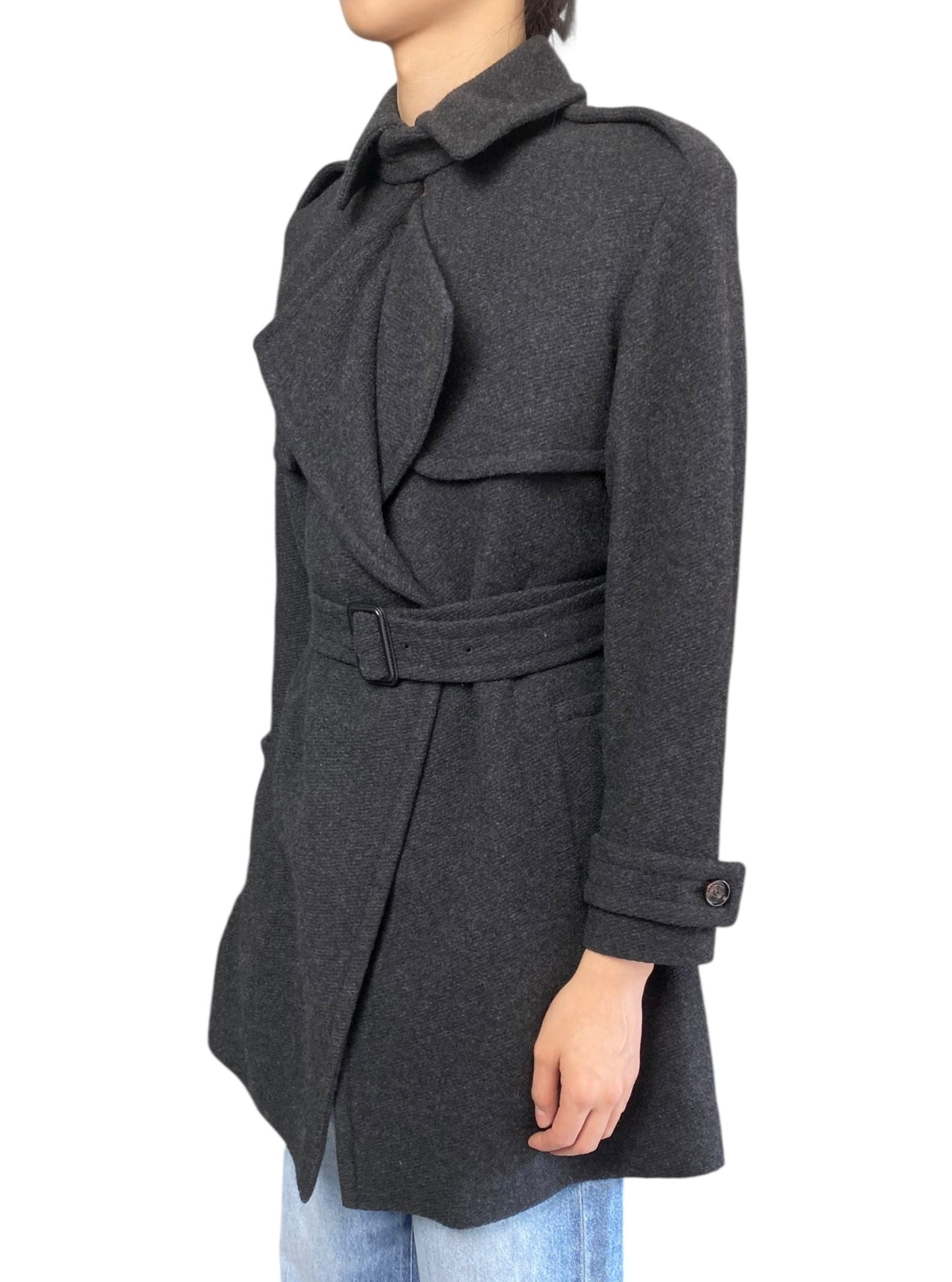 Burberry Grey Cashmere Trench Coat - US 2