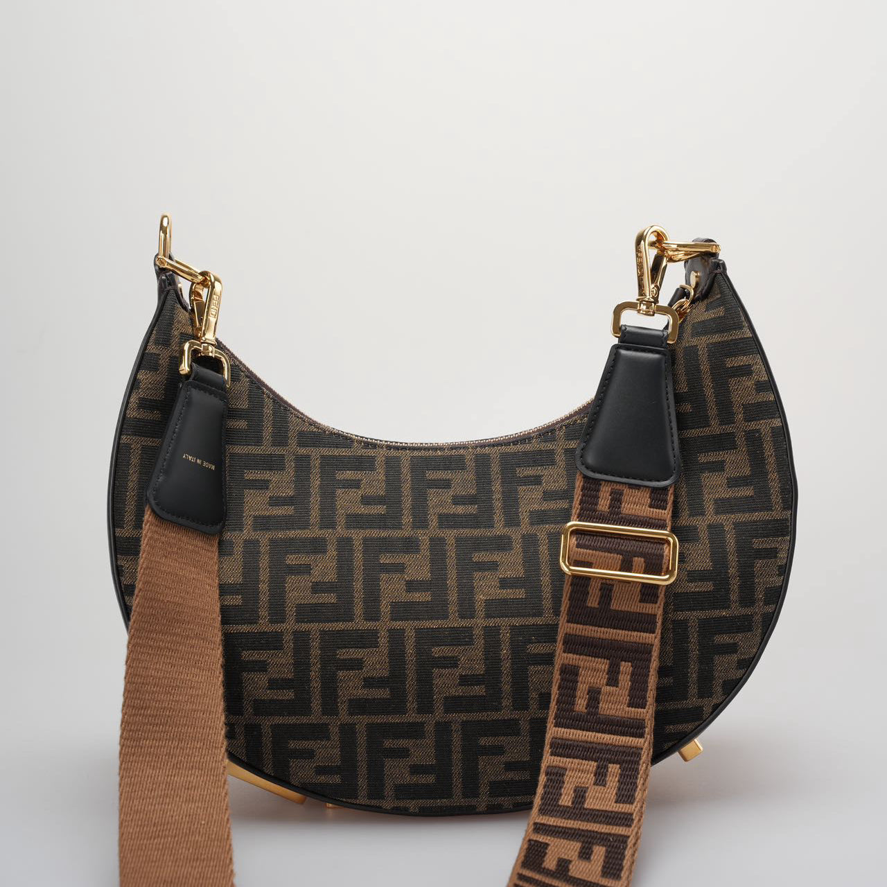 Fendi Graphy Small Brown FF Jacquard Fabric Bag