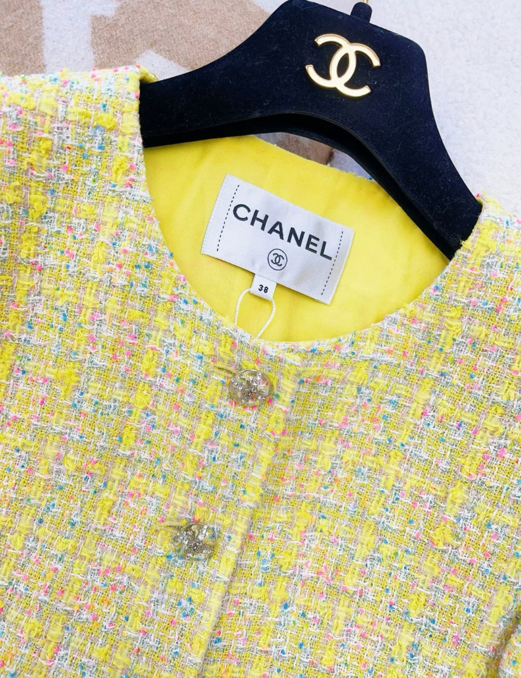 Chanel 24C Yellow Tweed Jacket size 38