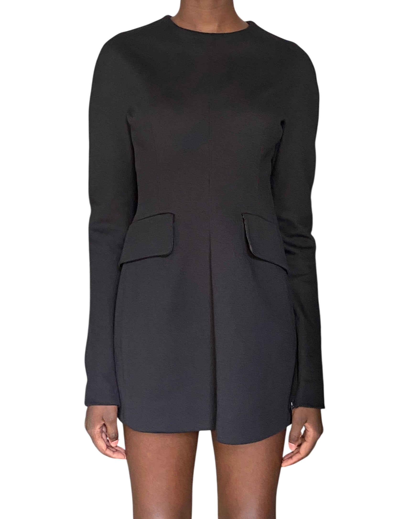 Sportmax Black Cotton Pocket Mini Dress - M