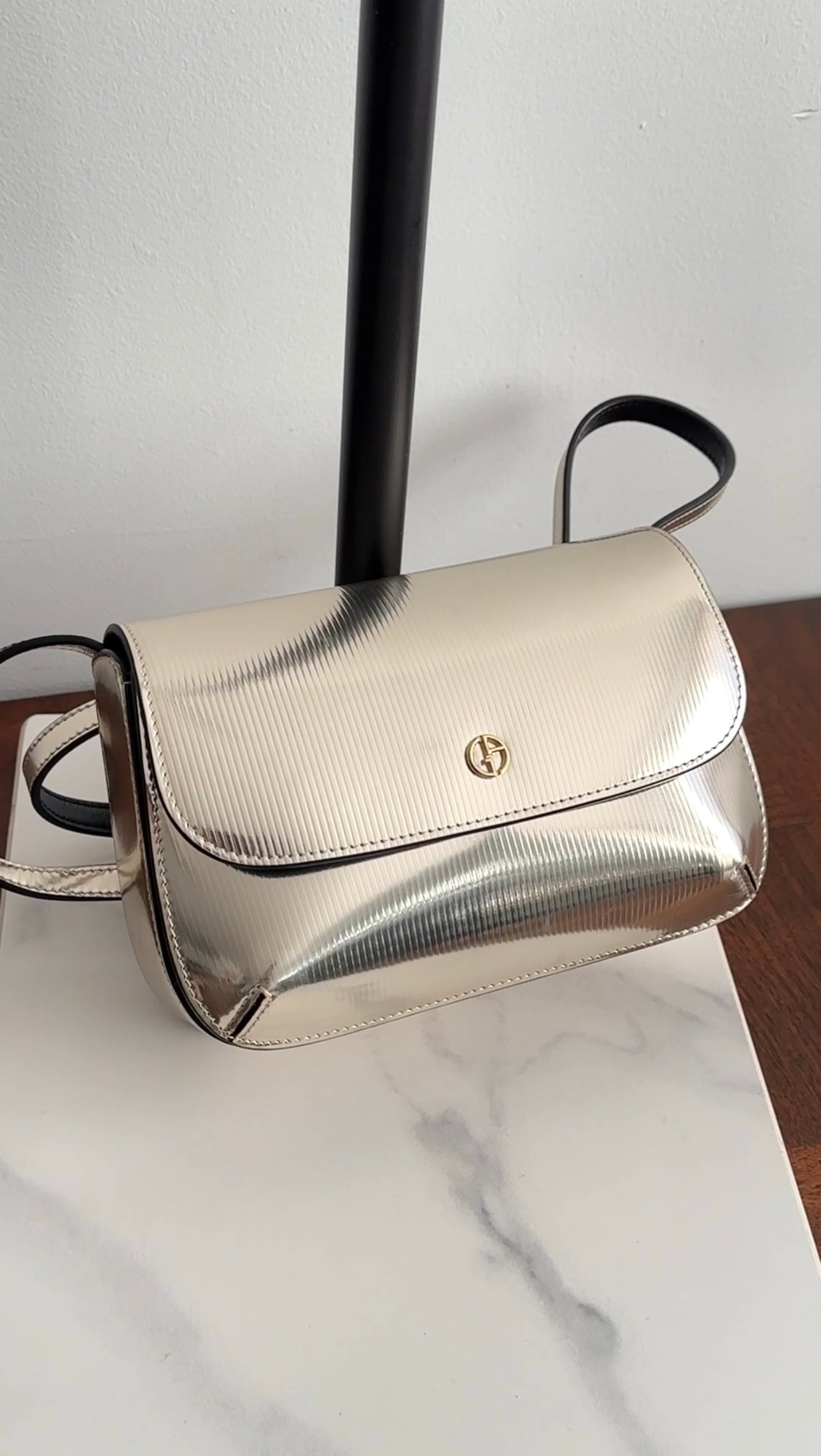 Giorgio Armani Light Gold Metallic Crossbody Bag