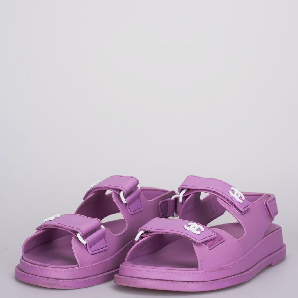 Chanel purple cc rubber Dad Sandals 36