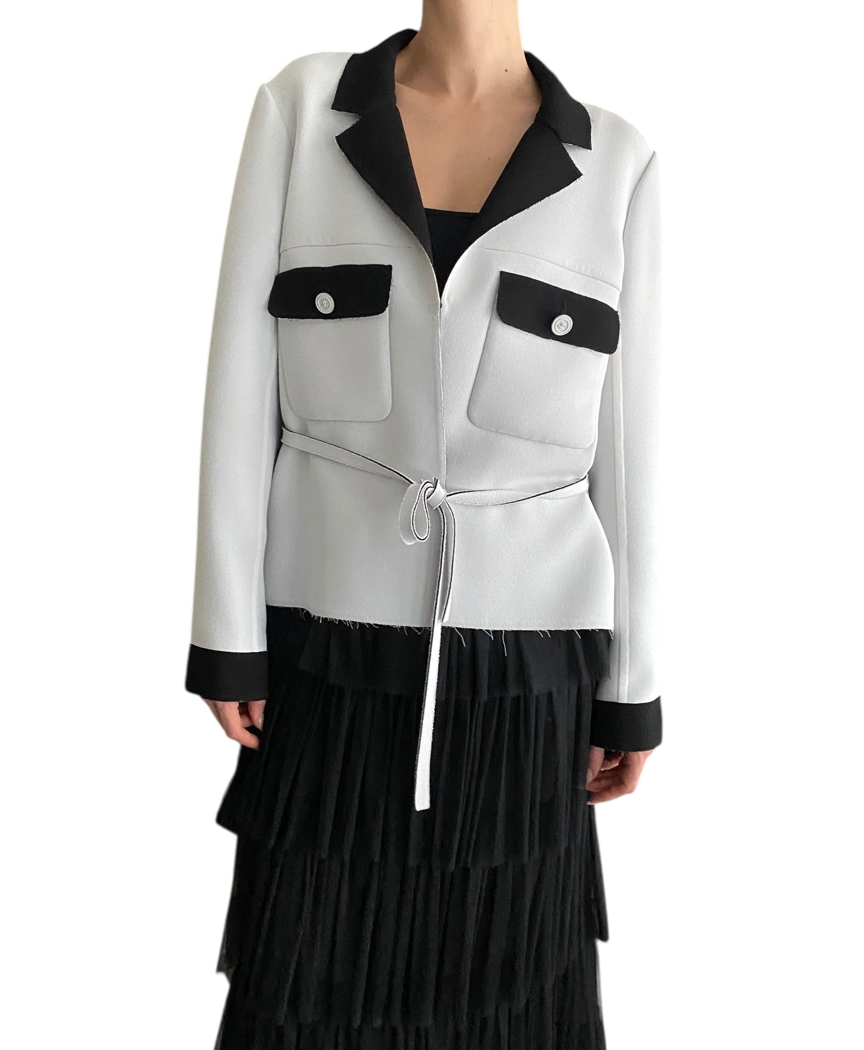 Chanel SS14 White & Black Two Tone Jacket - FR 42 / US 8-10
