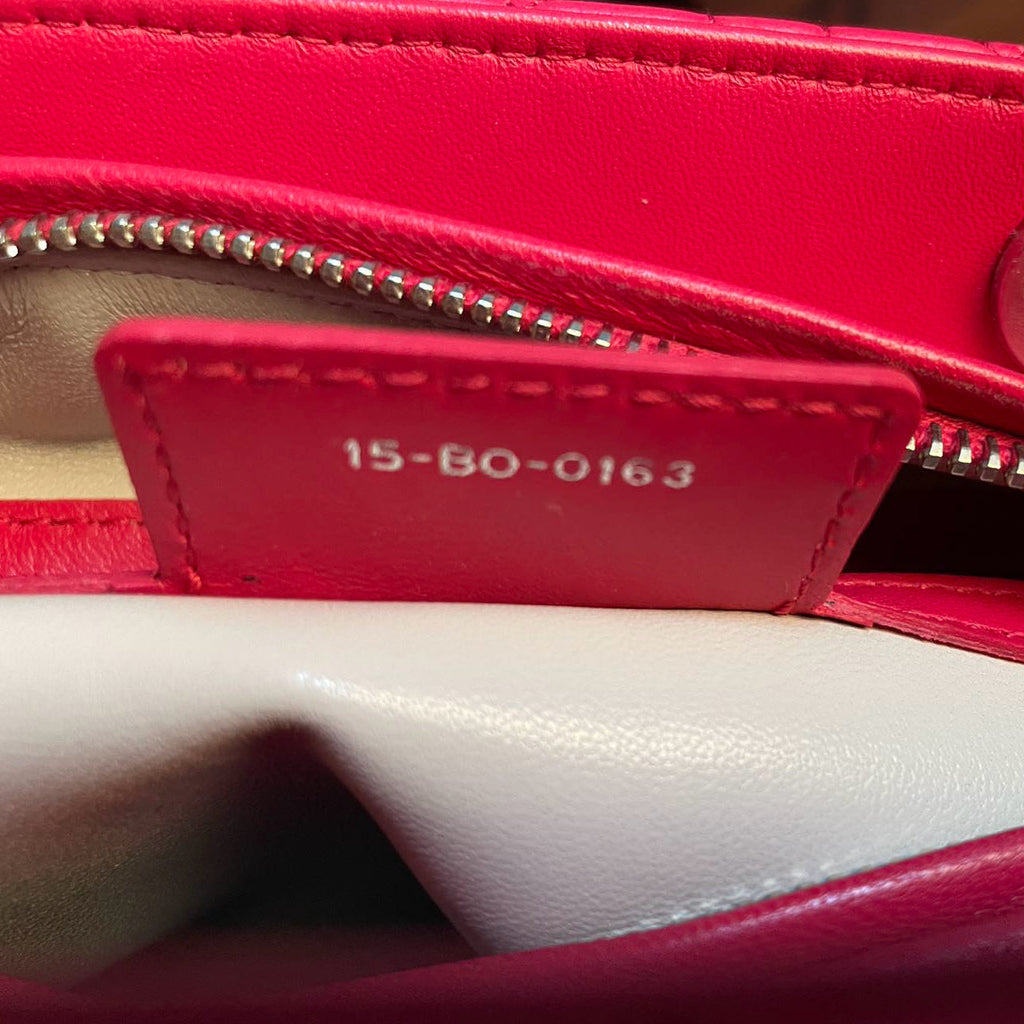 Christian Dior Lady Dior Bag Cannage Medium Handbag in Lambskin Leather  Red White